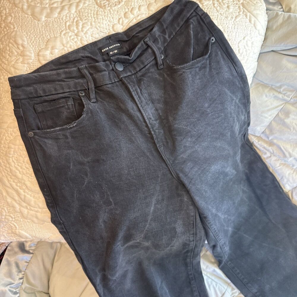 Good American Jeans Womens 10/30 Black Charcoal High Rise Wide Leg Palazzo